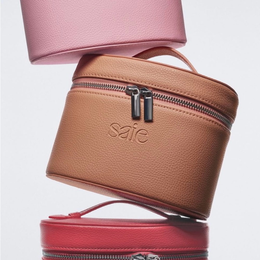Saie Cosmetic Case Set in Pink or Tan